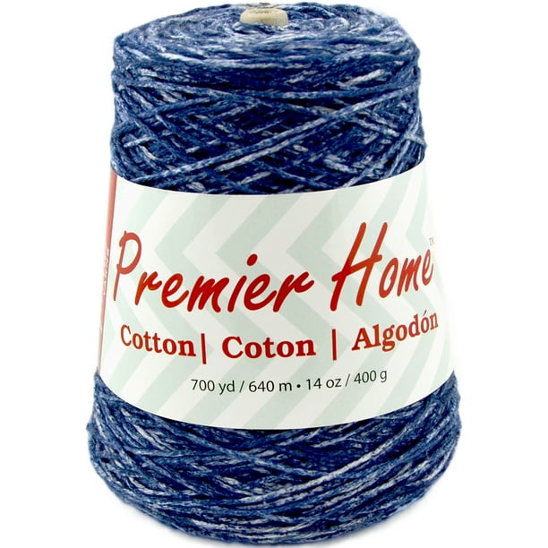 Premier Home Denim Splash Cotton Yarn Cone, 700 yards