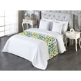 thumbnail image 3 of Nature Bed Runner, Watercolor Style Art Lemons Olives Leaves Pattern on Plain Back, Decorative Accent Bedding Scarf for Hotels Homes & Guest Rooms, Queen, Earth Yellow and Dark Green, by Ambesonne, 3 of 3