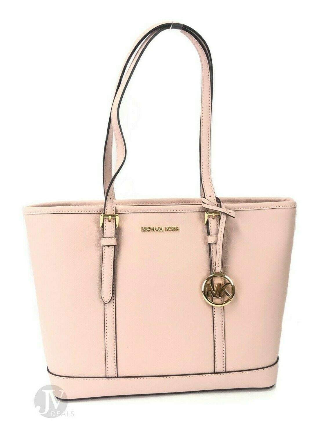 Michael Kors Handbag Jet Set Travel Large Chain Shoulder Tote Signature MK Bag in Rose Gold Walmart