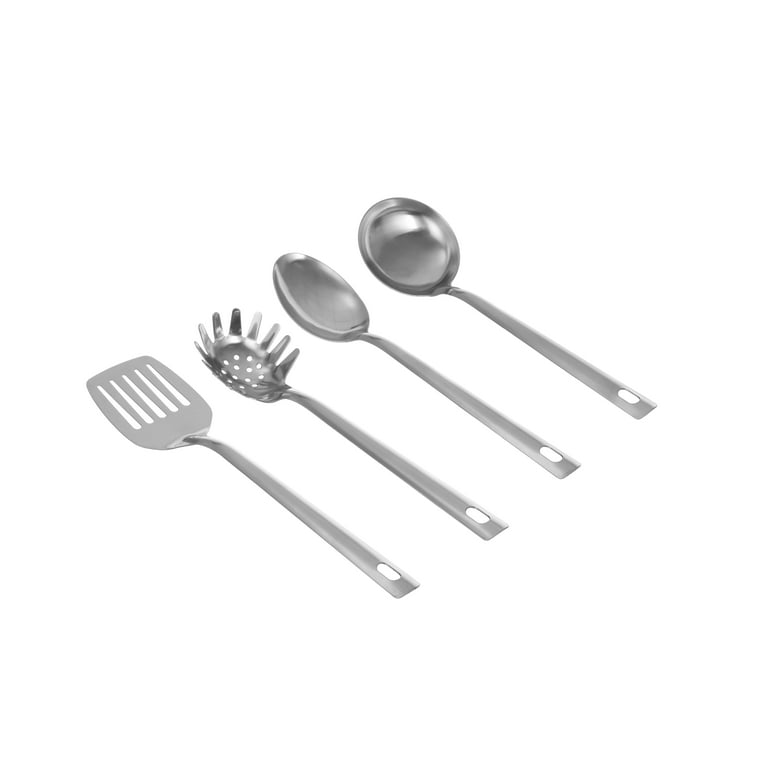 Mainstays 4-Piece Poly Mixing Spoon Set, White, Various Sizes,  Polypropylene 
