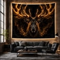 thumbnail image 6 of Dark Stag With Fiery Golden Antlers, Mysterious Fantasy Style For Wildlife Lovers, Woodland Wall Art, Housewarming Gift, Tapestry Wall Hanging For Bedroom, Cabin And Dorm, 6 of 7