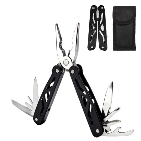 12-in-1 Pocket Multitool Stainless Steel Foldable Multi Plier Tool with Wire Cutter Can Opener & Screwdriver Multi-Tool for Survival Camping and Hunting Hiking Gifts for Men