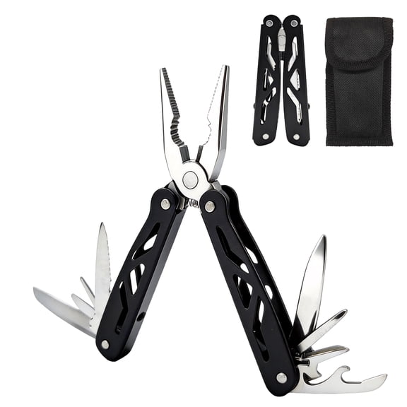 12-in-1 Stainless Steel Multitool Pliers, Foldable Pocket Multi Tool with Nylon Sheath for Camping Hiking Home Repair