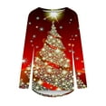 thumbnail image 4 of Patlollav Plus Size Christmas Tops Women Fashion Casual Long Sleeve Round Neck Loose Blouse, 4 of 6