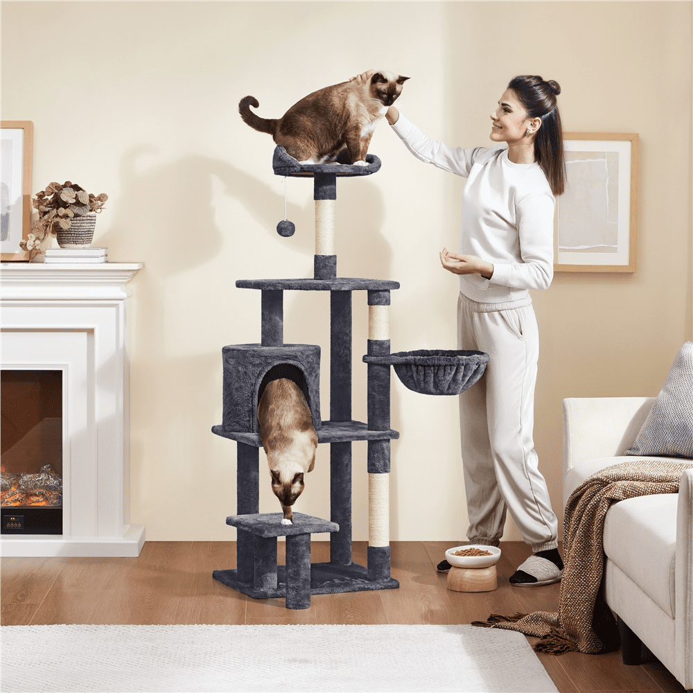 スタイリスト私物 WHOLE TREE Zenstyle 53-in Cat Tree & Condo Scratching Post Tower, Dark