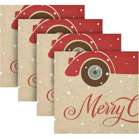

BESTKITTY Christmas Tree with Vintage Car Cloth Napkins Set of 4 Reusable Table Dinner Napkins 20 by 20 Inches for Family Dinners Cocktail Parties Weddings Hotel Restaurant