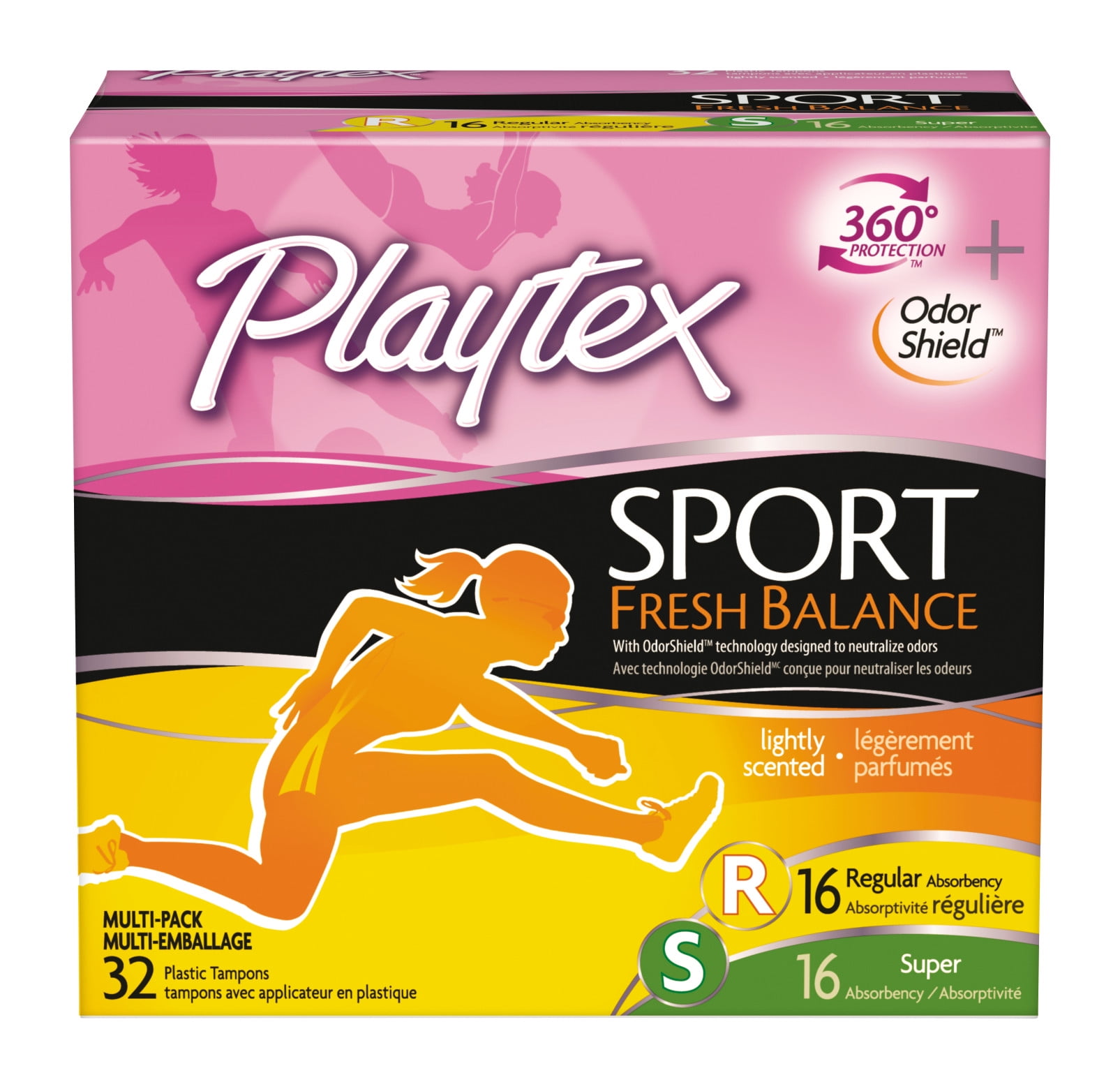 Playtex Sport Fresh Balance Lightly Scented MultiPack 16 Regular & 16 Super Tampons Walmart