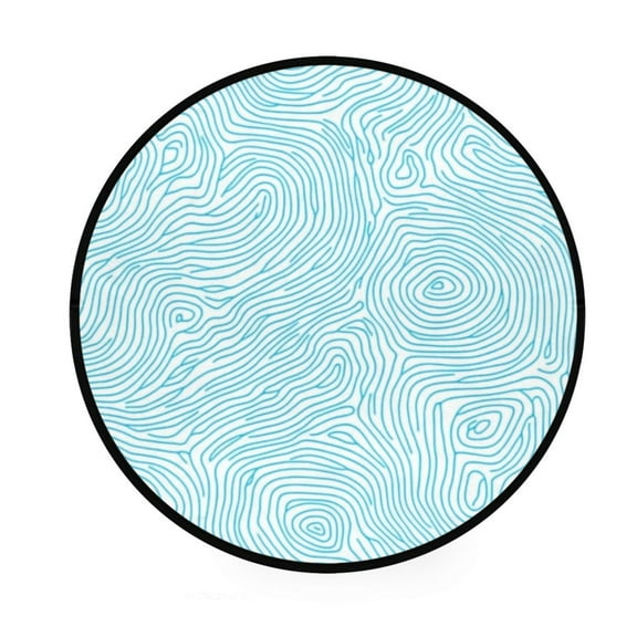 Blue Wave Pattern Memory Foam Bath Mat 36" Absorbent Rug with Non Slip Base and 4 Bonus Pads