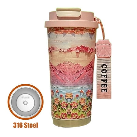 

Stainless Steel Insulated Water Cup Convenient Coffee With Cup Straw E4D2