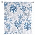 thumbnail image 2 of Coastal Coral Semi Sheer Curtains Drapes for Living Room, Bedroom, French Doors Window 84 Inches Long, Blue Grey Ocean Marine Plant Summer Fish Rod Pocket Chiffon Curtain Drapery Voile Drape Panel, 2 of 6