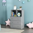 thumbnail image 3 of Gymax 3 Drawer Dresser W/ Cubbies Storage Chest for Bedroom Living Room Grey, 3 of 10