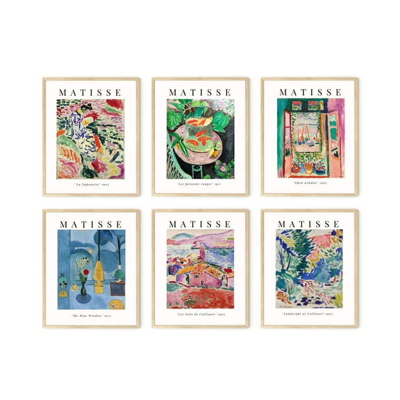 Haus and Hues Aesthetic Posters, Matisse Poster - Set of 6 Matisse Wall Art, Wall Posters Aesthetic, Matisse Prints, Art Exhibition Poster