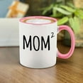 thumbnail image 3 of Shop4Ever® Mom Squared Mother of 2 Ceramic Coffee Mug Cup Gift for Mom of Three (Pink Handle 11 oz.), 3 of 4