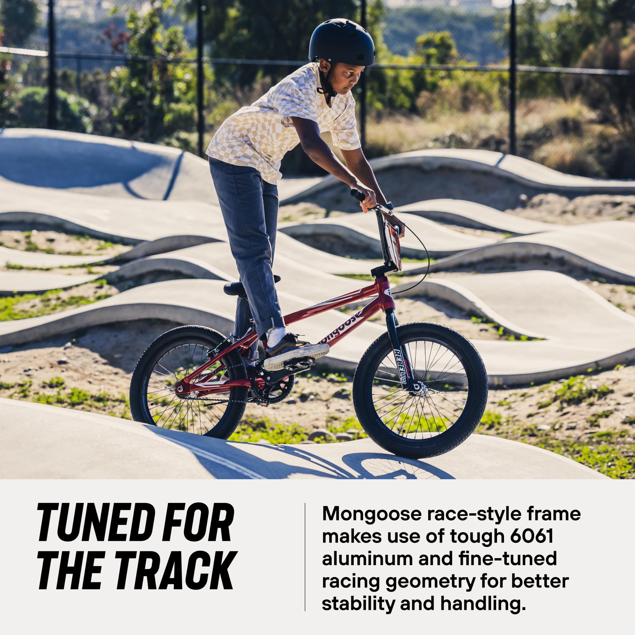 Mongoose Rebel RS1 Kids BMX Bike, 20-in. Wheels, Kids Ages 7-13, Red