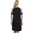 thumbnail image 4 of Women 3/4 Sleeve Sleeve Nightgown Loose Fit Sleepshirt Spring Fall Sunmer Calf-Length Soft House Dress Round Neck Comfy Sleepwear Loungewear, Black S-3XL, 4 of 9
