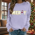 thumbnail image 4 of HOMBOM Ugly Sweatshirts for Women Merry Crewneck Holiday Purple Christmas Casual Adults Sweatshirt Graphic, 4 of 6