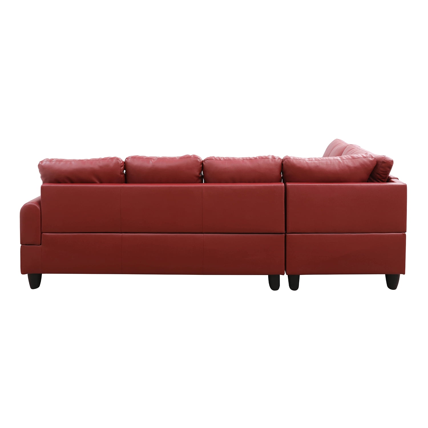 Hommoo L Shaped 4-Seat Couch, 16'' Back Faux Leather Sectional Couches and Sofas, Modern Living Room Furniture Sets Sectional Sofa Set, Red(No Ottoman)