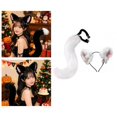 thumbnail image 4 of Conjunto de orejas y cola de gato, accesorios para disfraces de cosplay para actuaciones en el escenario y carnaval. Blanco, 4 of 4