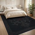 thumbnail image 3 of ODIKA 8'x10' Washable Area Rug Non-Shedding, Easy Care, Red Dark Charcoal Ornate Scrollwork Intricate Floral Motif with Elegant Borders for King Size Bedroom Under Bed, Master Suite, 3 of 7