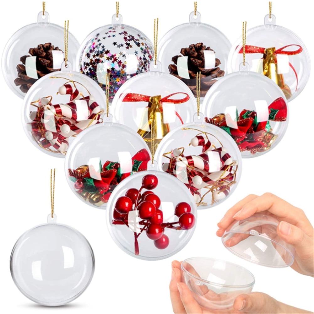 Clear Fillable Ornament Balls 3.14 Inch Christmas DIY Craft Ball Ornament 80mm Pack of 20
