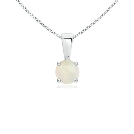 Angara Natural 4mm Opal Classic Pendant Necklace in Sterling Silver for Women
