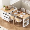 thumbnail image 1 of taoruifang Kitchen Island with Casters, Extendable Dining Table with Led Lighting, Kitchen Table with Power Strips, Buffet Table, or Bar Table for The Kitchen and Dining Room (Creamy White + Natural), 1 of 26