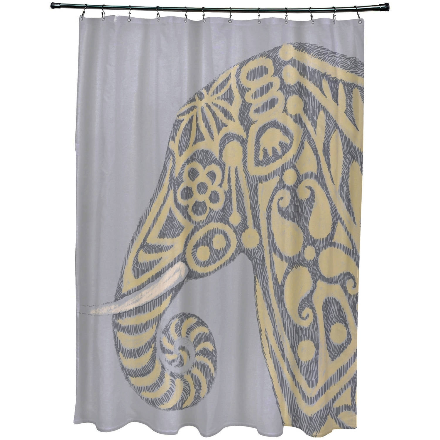 71 x 74 E by design SCAN378GY2 Inky Animal Print Shower Curtain Gray