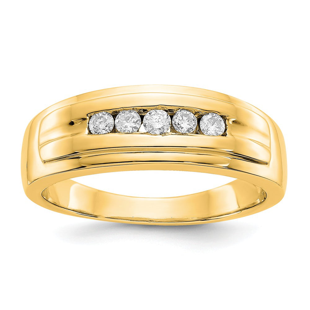 14K Yellow Gold Ring Band Lab Grown Diamond SI1 SI2, G H I, Mens, Size ...