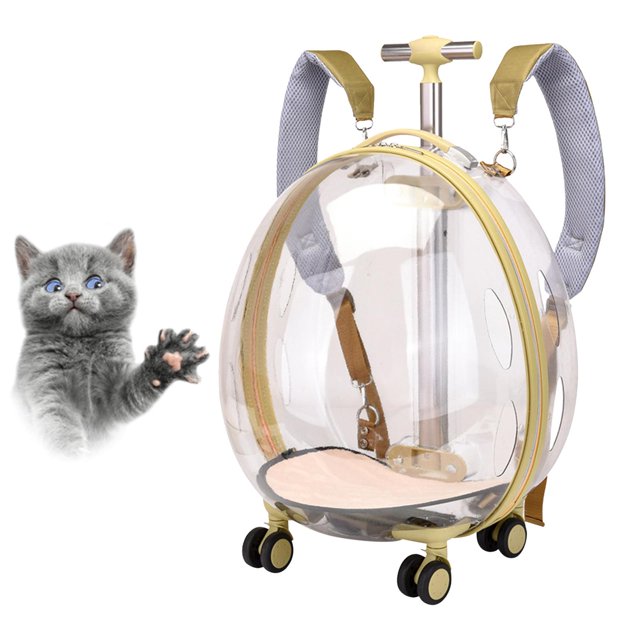 Maleta con ruedas para mascotas, maleta de viaje, resistente al agua, gran espacio, portátil, con cremalleras dobles, bolsa para gatitos, mochila para Claro Yinane Caja de la carretilla