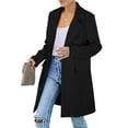 thumbnail image 3 of Sopiago Women's Wool Coat Pockets Blazer Jacket Long-Length Lapel Cardigan Button Overcoat Pea Coats for Women Black,L, 3 of 7