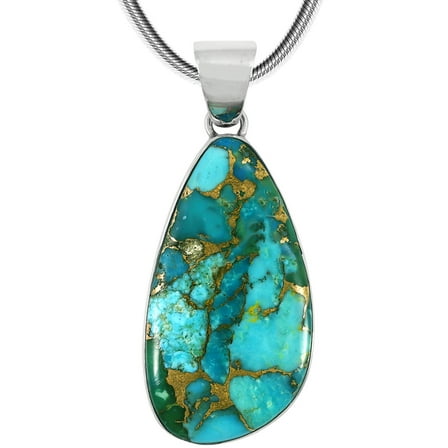 Matrix Turquoise Jewelry Necklace for Women Sterling Silver 925 | Turquoise Network | P3102-LG-C84-SST20