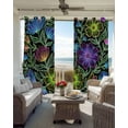 thumbnail image 3 of Abstract Flower Blackout Curtains for Bedroom, Thermal Insulated Window Treatment, Geometric Colorful Floral Leaf Plant Grommet Top Blackout Draperies and Drapes for Basement 27.5"x39" 2 Panels, 3 of 8