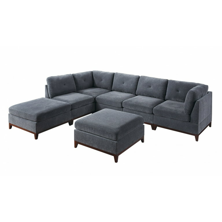 Magic Home 33.1 in. Modular Leisure Single Sofa Armless Sectional Chair with Removable Back Cushion in Dark Gray