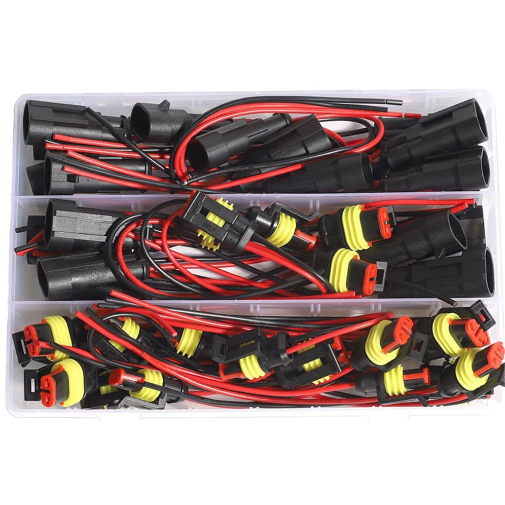 40pcs Waterproof 2Pin Auto Wire Harness Fast Connectors for Vehicle Circuitry