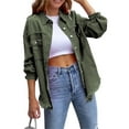 thumbnail image 1 of FOCUSNORM Women's Spring Autumn Denim Coat Lapel Long Sleeve Solid Color Button Up Ripped Jacket, 1 of 7
