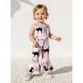 thumbnail image 4 of Miaouyo Toddler Girls Halloween Falre Pants Jumpsuit Pumpkin/Ghost Print Sleeveless Halter Neck Bell Bottom Romper, 4 of 6