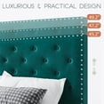 thumbnail image 4 of Einfach Upholstered Bed Frame with Adjustable Headboard, Delicate Velvet Cover, Teal Blue, Queen Size, 4 of 6