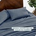 thumbnail image 4 of Bare Home Luxury 100% Cotton Flannel Queen Sheet Set, Deep Pocket, 4-Piece, Heather Indigo, 4 of 10