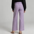 thumbnail image 4 of Cagogo Women's Wide Leg High Waisted Trousers with Pockets Striped Casual Streetwear Long Pants Vacation Travel Lounge Outfits Summer Clothes, Purple L, 4 of 7
