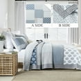 thumbnail image 2 of SahSahCasa Quilt Set Queen Size - 100% Cotton Lightweight Queen Quilt, Patchwork Farmhouse Floral Queen Comforter Quilted Bedspread, Blue Grey White Reversible Quilt Bedding Set All Season, 3 Pieces, 2 of 7