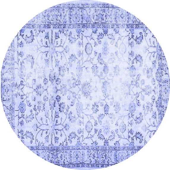 Ahgly Company Indoor Round Abstract Blue Contemporary Area Rugs, 5' Round