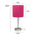 thumbnail image 3 of Creekwood Home Oslo 19.5" Contemporary Bedside USB Port Feature Standard Metal Table Desk Lamp in Brushed Steel with Pink Drum Fabric Shade for Home Décor, Bedroom, End Table, Living Room, Dorm, 3 of 6