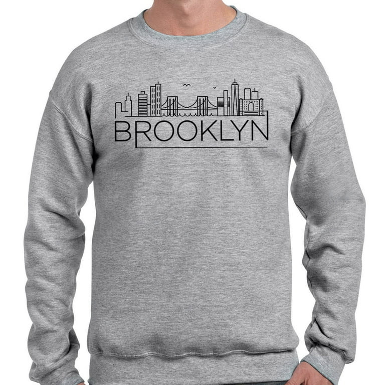 Skyline Brooklyn New York Sweatshirt Unisex 4X-Large Grey
