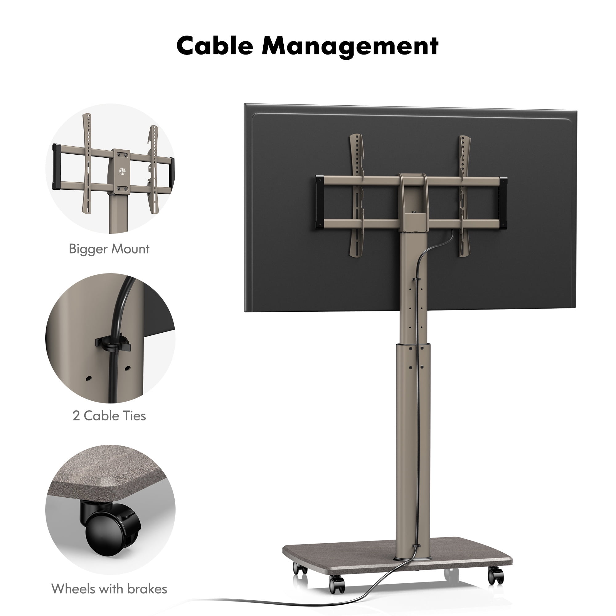FITUEYES Rolling TV Floor Stand for 32 - 70 Inch TVs,Morandi Gray