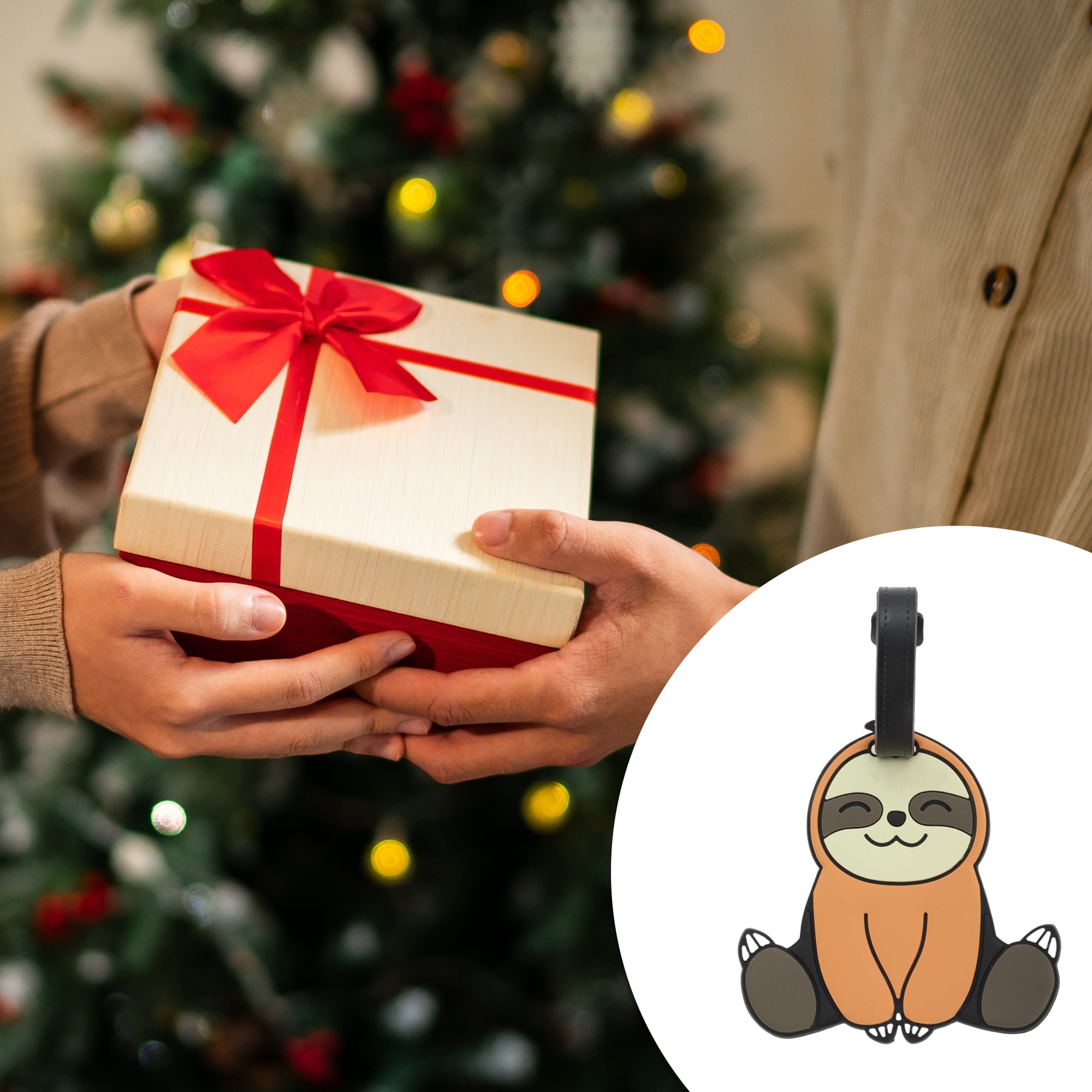 Unique Bargains 1 Pc Sitting Sloth Luggage Tag for Travelling Orange Yellow