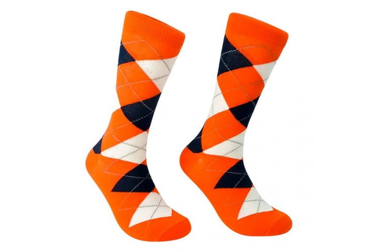 Argyle Dress Socks For Men Orange