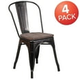 thumbnail image 2 of Flash Furniture 4 Pack Black-Antique Gold Metal Stackable Chair with Wood Seat, 2 of 9