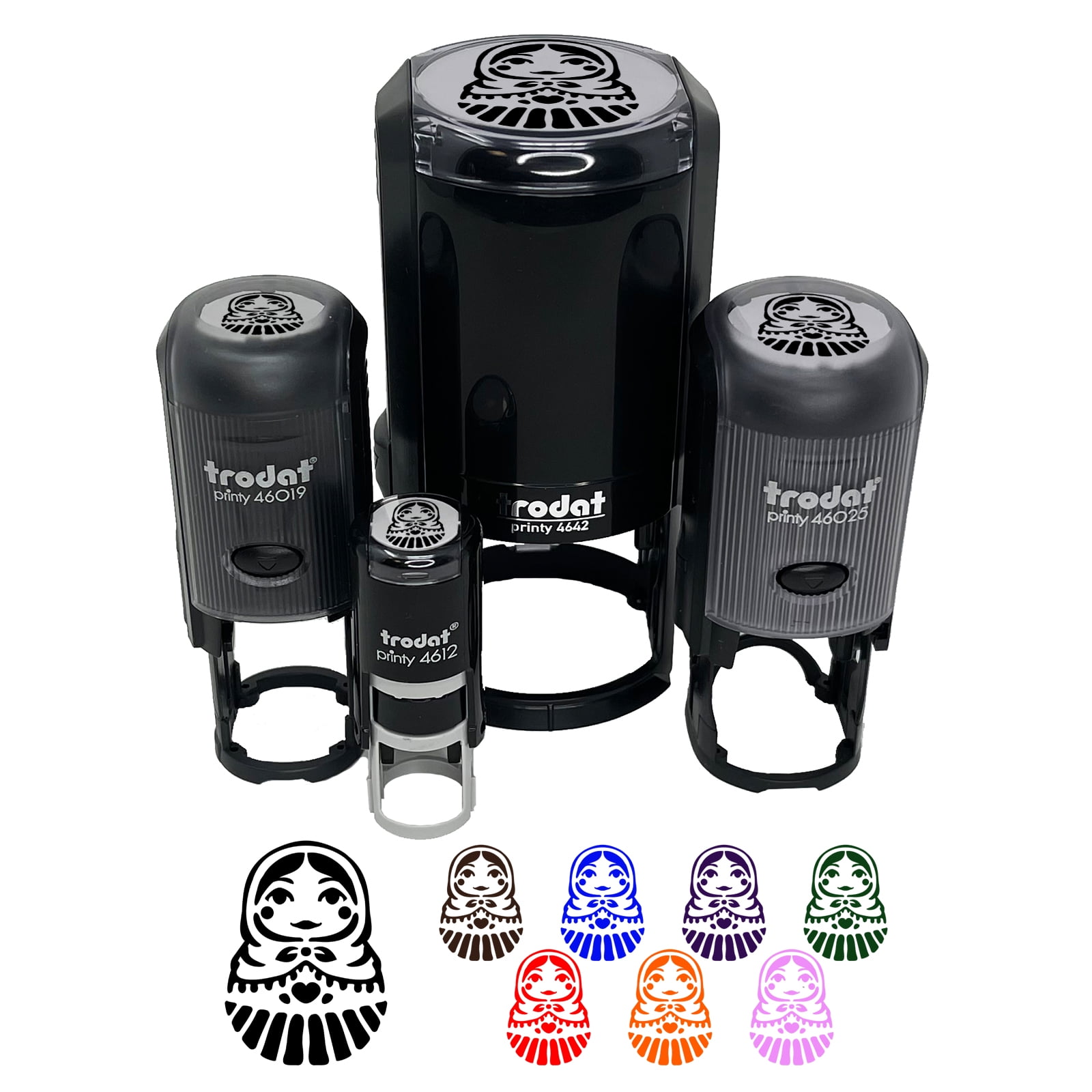 Russian Nesting Doll Matroyshka Babushka Self-Inking Rubber Stamp Ink Stamper - Black Ink - Small 3/4 Inch