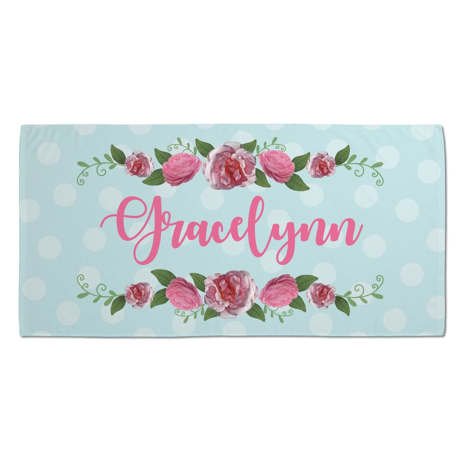 Floral Personalized Plush Velour Beach Towel