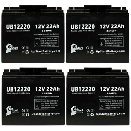 4x Pack - Compatible Best Power FORTRESSRACKMOUNTLI1020BAT-0058 Battery - Replacement UB12220 Universal Sealed Lead Acid Battery (12V, 22Ah, 22000mAh, T4 Terminal, AGM,